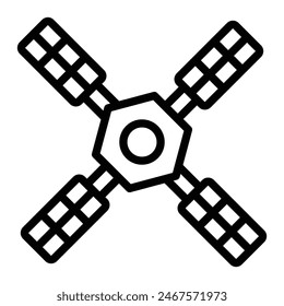 Nanosatellite Vector Line Icon Design