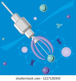 Nanoscience, Nanotechnology Concept With Carbon Nanotube. 
Polygonal Wireframe Lines And Dots Design Vector Image. Crystal Structures. Nanotechnology. Design For Science. Vector Illustration.