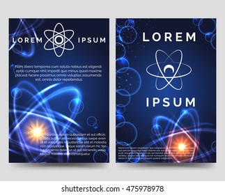 Nanotechnologies and atom brochure flyer template vector