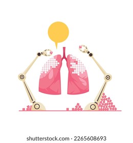 Nanotechnologies composition with use of nanorobots and microchips in modern medicine flat vector illustration