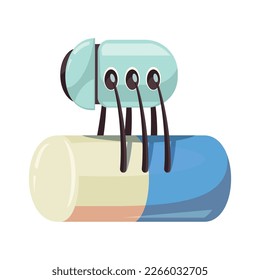 Composición de nanotecnologías con el uso de nanorobots y microchips en la medicina moderna ilustración vectorial plana