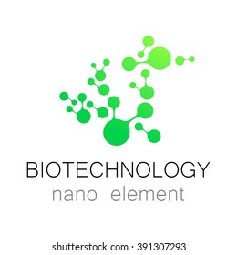 Nanotecnología. Biotecnología.  Plantilla de logotipo del vector de molécula abstracta. Identidad de la industria médica.