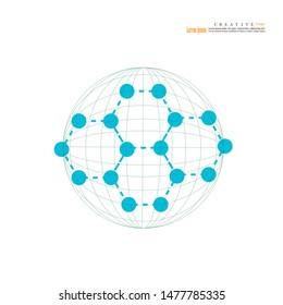 Nanotechnology concept with graphene atomic structure, vector icon - Vector illustration.