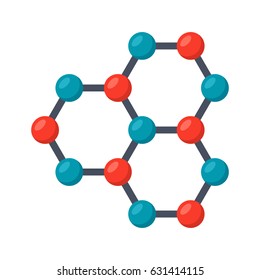 Nanotechnology concept with graphene atomic structure, vector illustration in flat style
