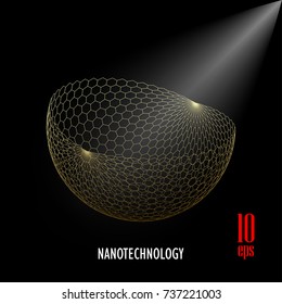 Nanotechnology Concept With Graphene Atomic Structure, Vector