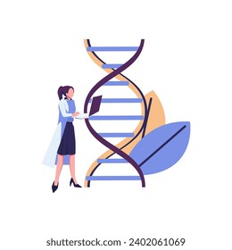 Nanotechnologie, digitale Dna-Struktur, Wissenschaftskonzept, flaches Vektorgrafik-Design