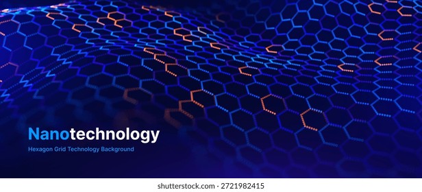 Patrón de hexágonos de nanotecnología. Antecedentes de la presentación de la investigación sobre Ciencia médica de nanotecnología o biotecnología. Ilustración vectorial.
