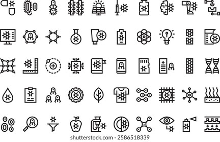 Nanotechnology icons High-Quality Vector Icons Collection with Editable Stroke. Ideal for Professional and Creative Projects.