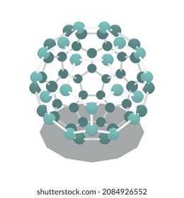 Composición isométrica nanotecnológica con imagen aislada de la ilustración del vector de entramado atómico con forma de bola