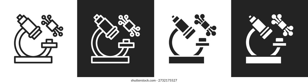 Nanotechnology Line And Solid Icon In White And Black Background