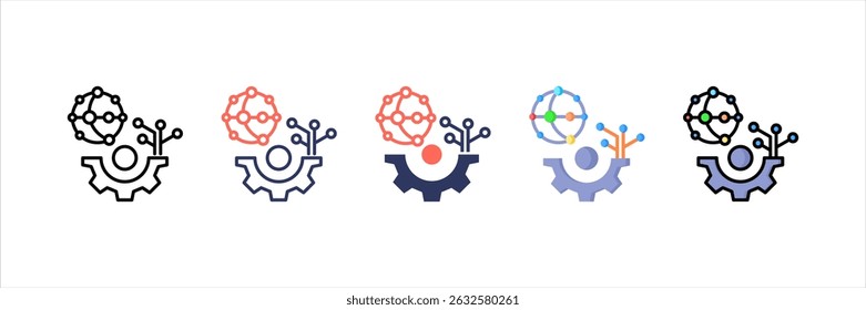 Conjunto de ícones multi-estilo de nanotecnologia