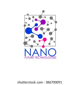 Nanotechnology -Nano logo. Template design of logo. Vector presentation. 