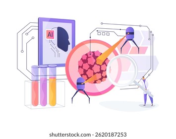 Nanotecnologia em Terapia do Câncer Direcionada conceito abstrato vetor ilustração. Nanopartículas fornecem drogas precisamente para células cancerosas. metáfora abstrata.