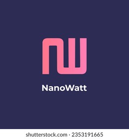 NanoWatt - Symbolic sine wave identity letter n and w