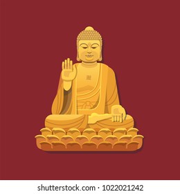 Nanshan Buddha Statue. Vector illustration