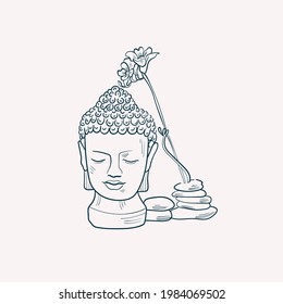 Nanshan Buddha Statue. Vector illustration