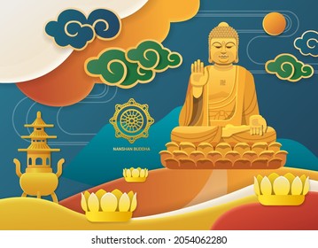 The Nanshan Giant Buddha ,Buddha statue on a lotus flower