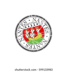 Nantes city grunge rubber stamp on white