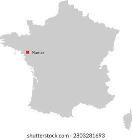 Nantes City Location on Map of France