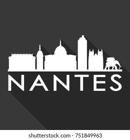 Nantes Flat Icon Skyline Silhouette Design City Vector Art Famous Buildings.