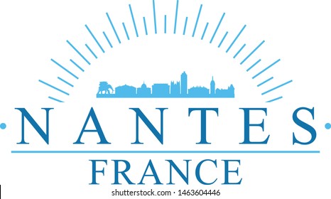 Nantes France City. Banner Design. City Skyline. Silhouette Vector. Famous Monuments.