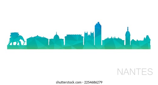 Nantes, France Low Poly Skyline Clip Art City Design. Geometric Polygon Graphic Horizon Icon. Vector Illustration Symbol.