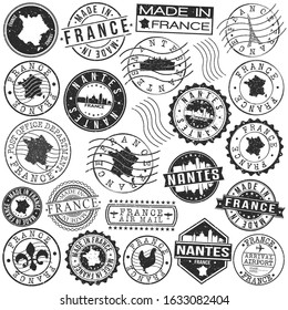 Nantes France Stamp. Vector Art Postal. Passport Travel Design. Travel and Business Set.