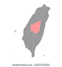 Nantou county map, county of the Republic of China, Taiwan. Vector illustration.