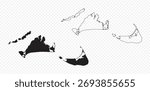 Nantucket County (MA) map silhouette and outline vector for coastal geographic projects