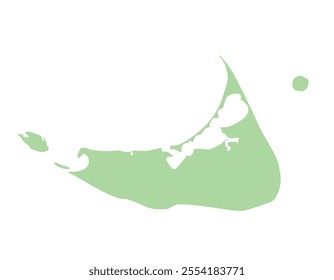 Nantucket Island isolated silhouette map.
