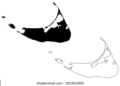 Nantucket Town and County, Commonwealth of Massachusetts (U.S. county, United States of America, USA, U.S., US) map vector illustration, scribble sketch Nantucket, Tuckernuck and Muskeget island map svg