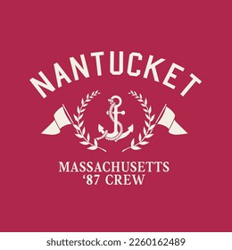 Nantucket Varsity Nautical Slogan Graphic