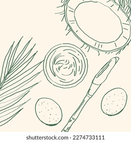 Nanyang Coffee Shop Coconut Egg Jam Glass Jar Top View Doodle