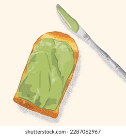 Nanyang Coffee Shop Spread Kaya on Charcoal Roast Hainan Loaf Flat Illustration