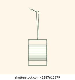 Nanyang Coffee Shop Take Away Coffee by Condensed Milk Tin Can with Plastic String Minimalist Icon