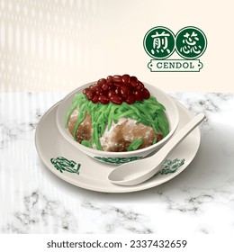 Nanyang Kopitiam Cendol. Traducción: (Título) Cendol