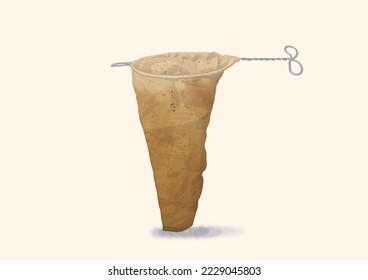 Nanyang Kopitiam Coffee Filter Cloth Bag Flat Illustration