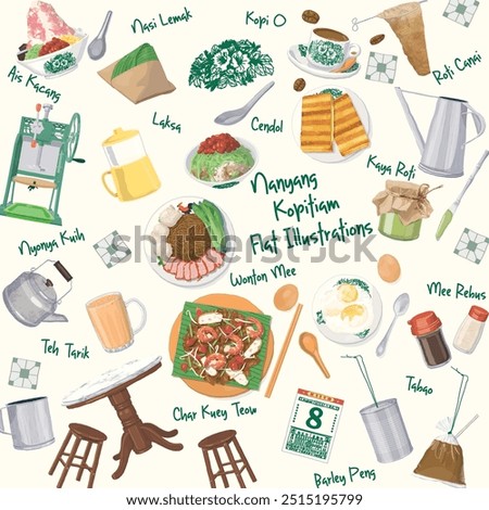 Nanyang Kopitiam Elements Flat Illustrations