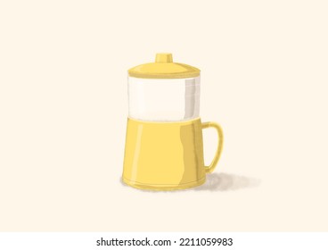Nanyang Kopitiam Half Boiled Egg Maker Flat Illustration