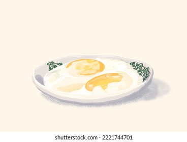 Nanyang Kopitiam Half Boiled Egg Flat Illustration