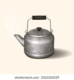 Nanyang Kopitiam Old Kettle Realistic Illustration.