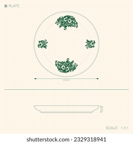 Nanyang Kopitiam Plate Technical Drawing. Translation: (Title) Plate