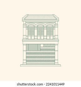 Nanyang Kopitiam Shophouse Minimalist Icon