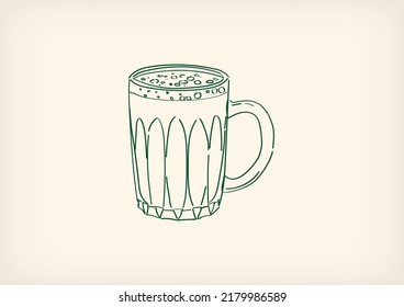 Nanyang Kopitiam Teh Tarik in Glass Mug with Handle Doodle