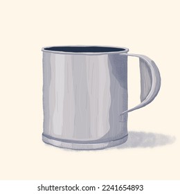 Nanyang Kopitiam Teh Tarik Steel Mug Flat Illustration