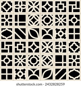 Nanyang Kopitiam Wall Breeze Cement Block Seamless Pattern