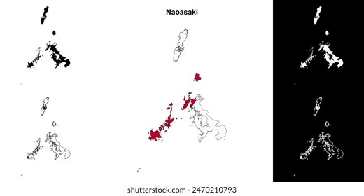 Naoasaki prefecture outline map set