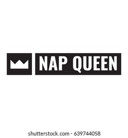 Nap queen. Flat vector illustration with crown icon on white background.