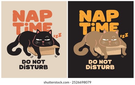 Nap Time do not Disturb - Cat Lover, Vector illustration