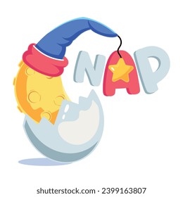 Nap typography flat sticker of up for premium use 